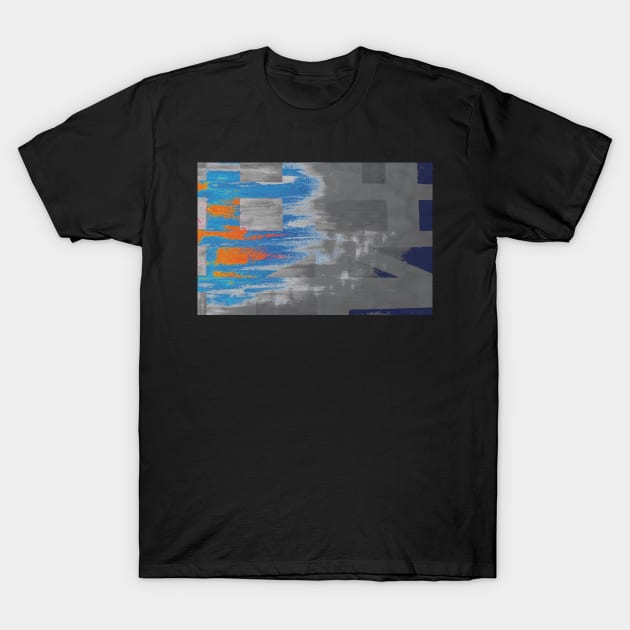 Geometrical water in Grey and Orange T-Shirt by BlackArtichoke